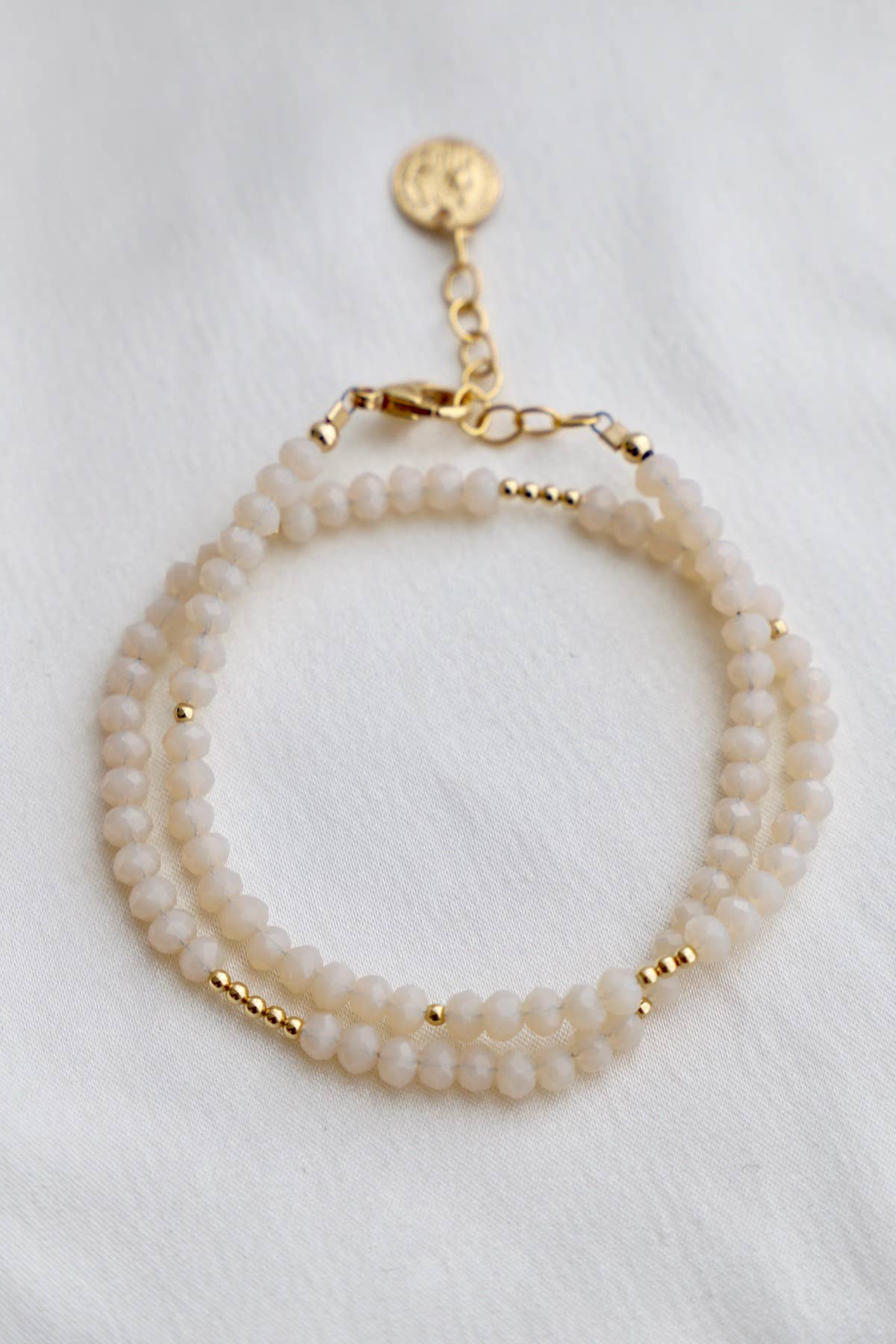 Cream Crystal Double Wrap Bracelet