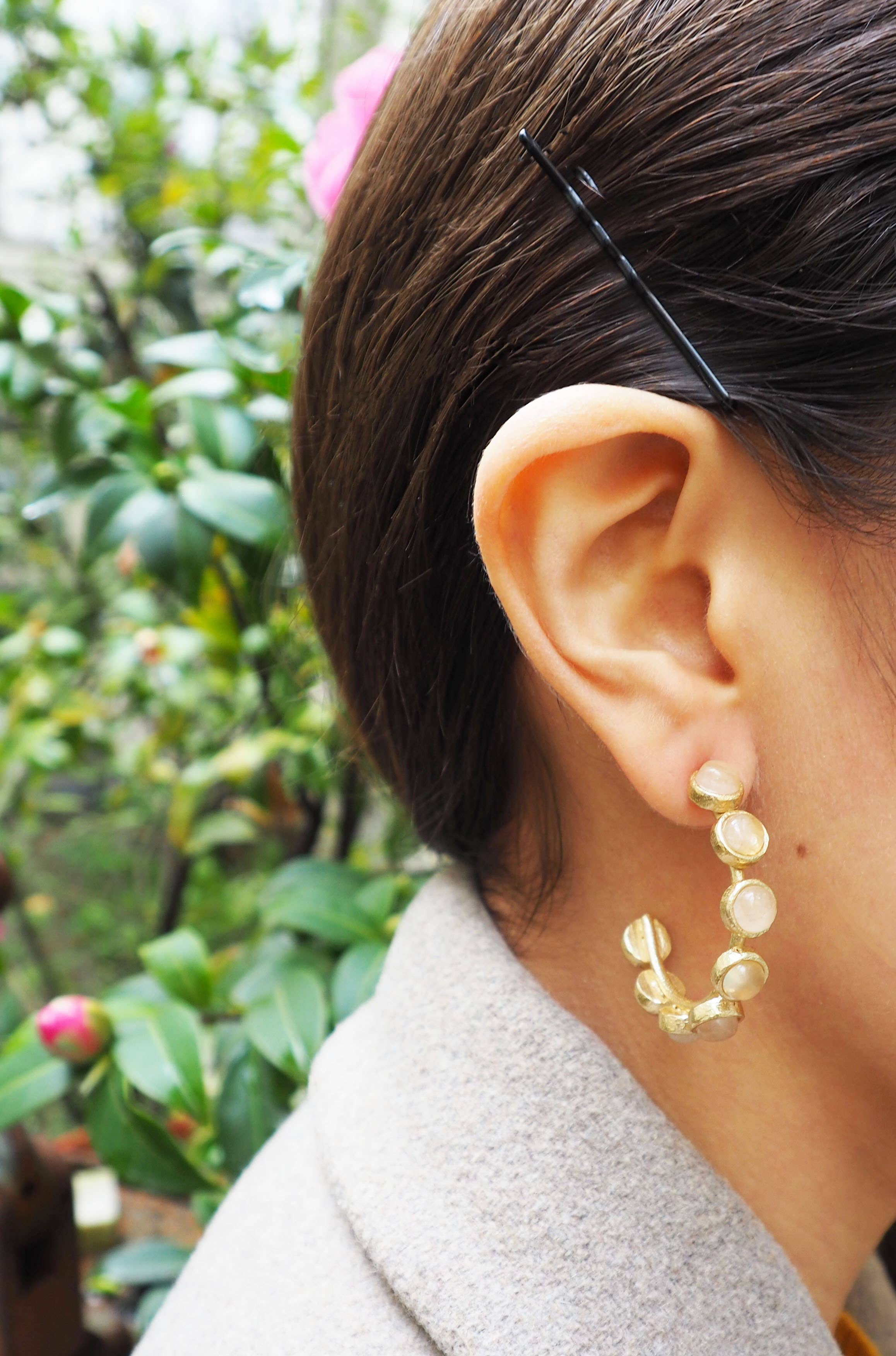 Rose Quartz Hoops