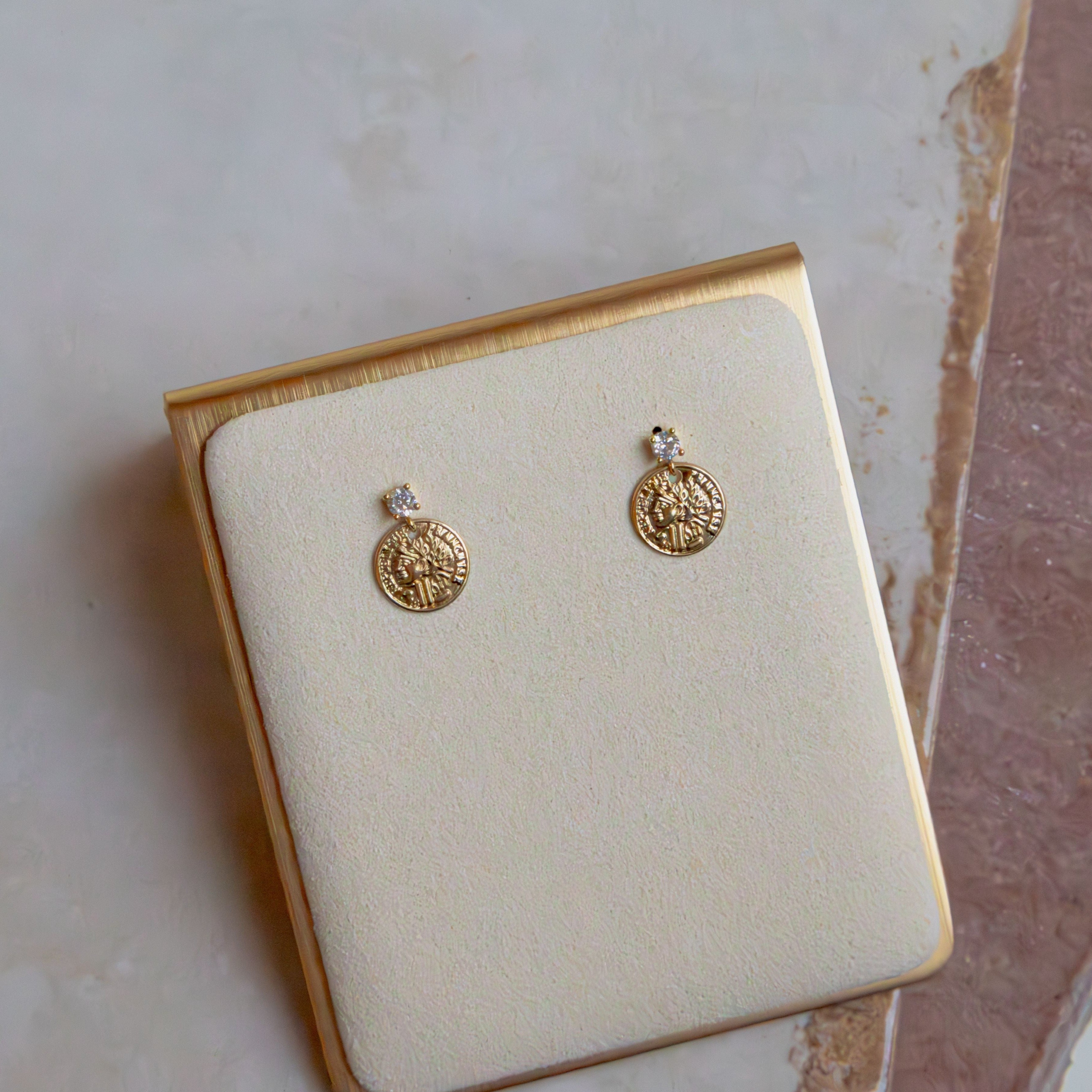 CZ Coin Drop Earrings