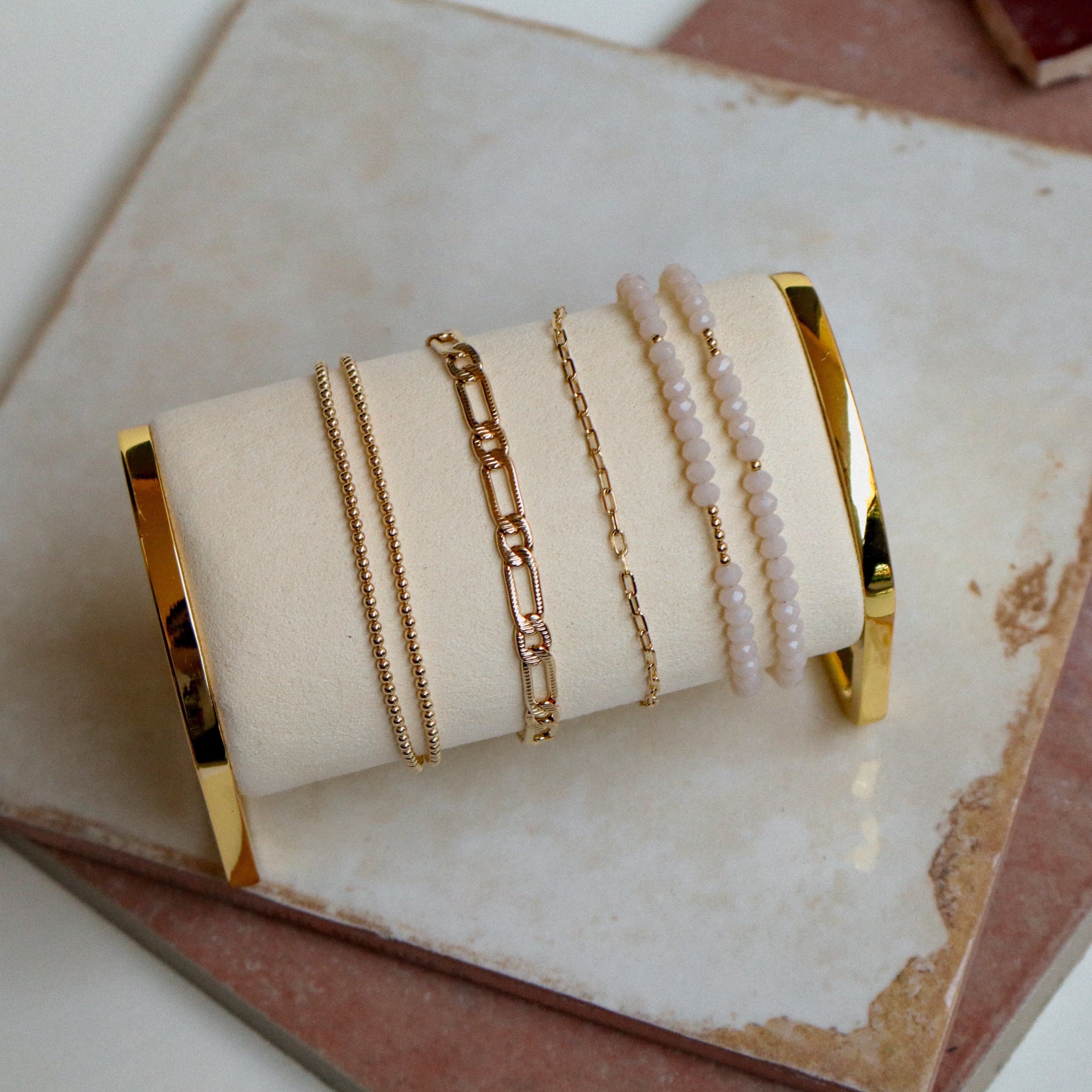 Cream Crystal Double Wrap Bracelet