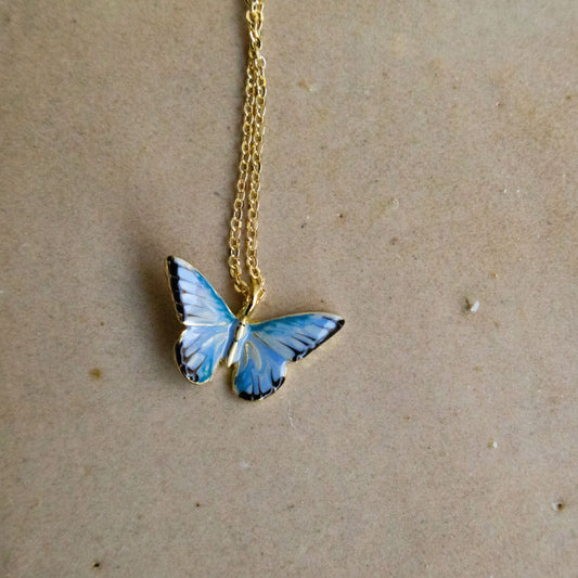 Blauwe vlinder ketting