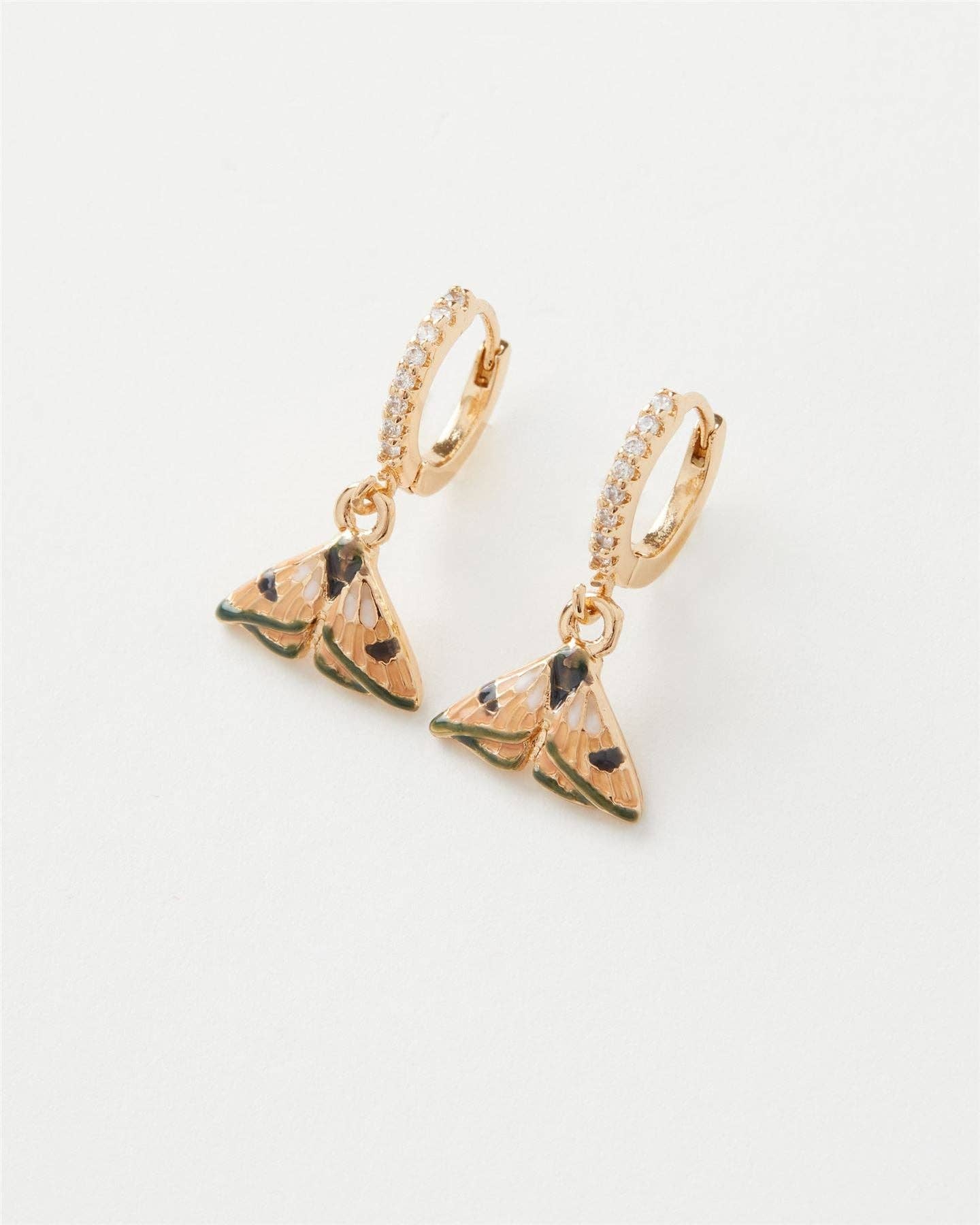 Boucles d’oreilles Huggie en émail papillon