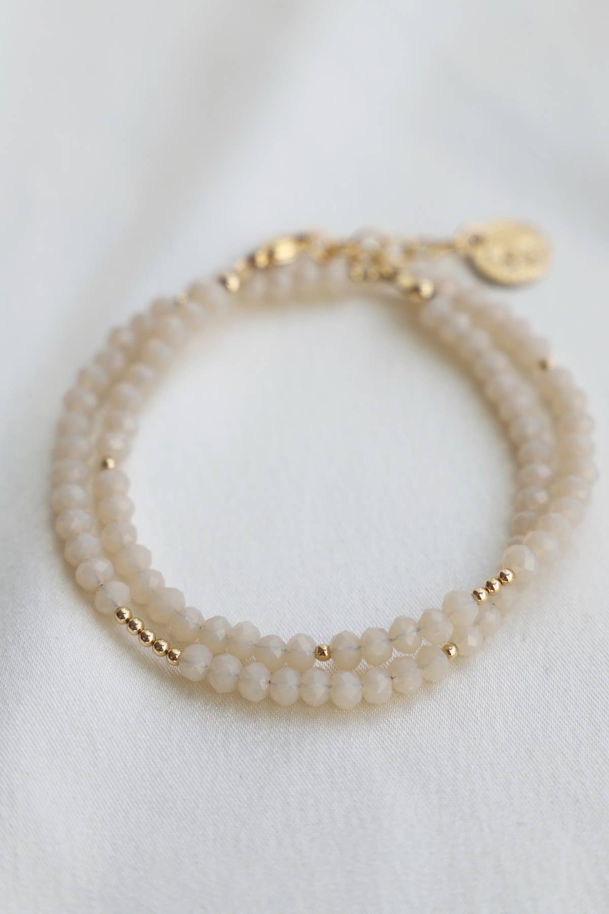 Cream Crystal Double Wrap Bracelet